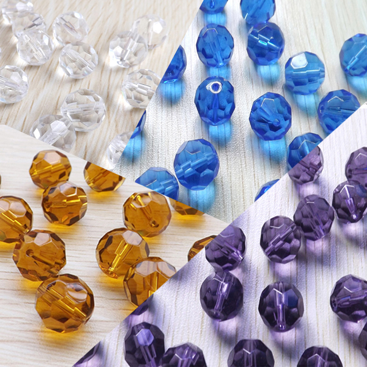 32面菠萝珠子玻璃切面珠diy门帘串珠配件地球珠饰