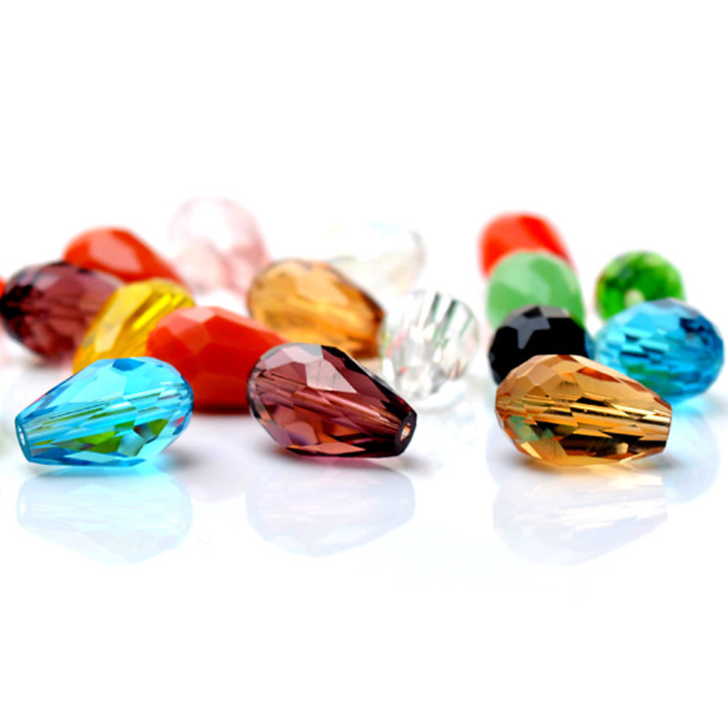 <b>水晶玻璃水滴珠批发直孔机磨切面水晶珠帘散珠</b>