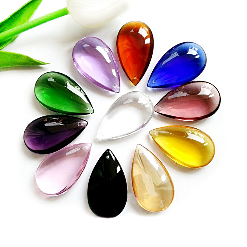 38/50mm水滴光面坠子水晶珠帘吊坠带孔diy玻璃饰品