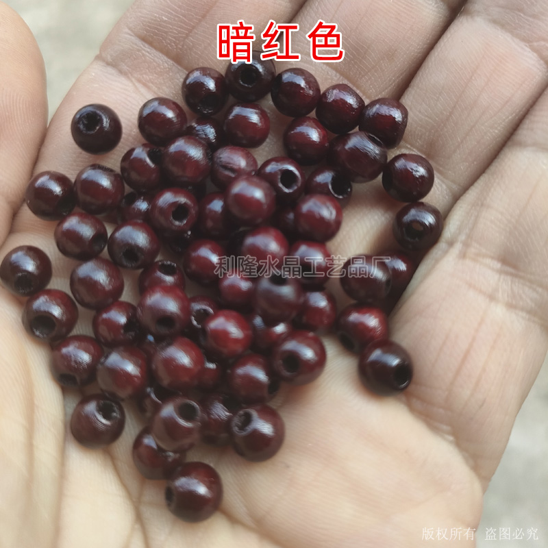 6mm桃木圆珠水晶珠帘散珠手链diy串珠佛珠子批发